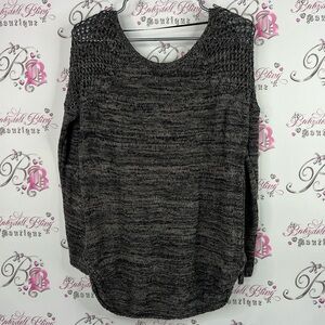 Volcom sweater knit crochet heathered grey black Charcoal Women's Sweater